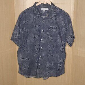 Old Navy Blue Bandana Patchwork Button Down XXL